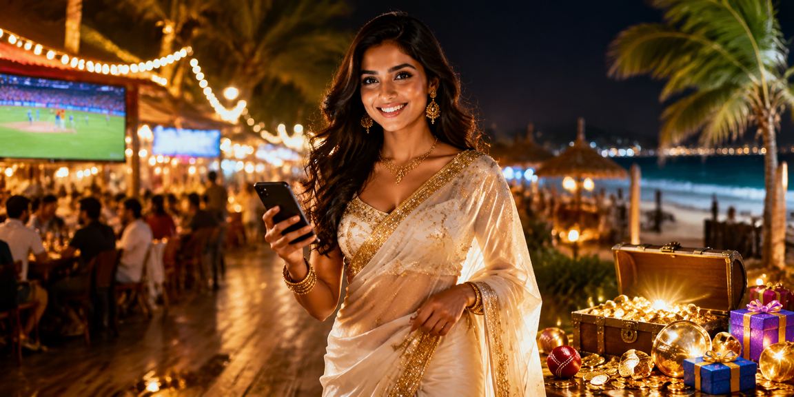 Indian woman placing cricket bets with mobile payment options